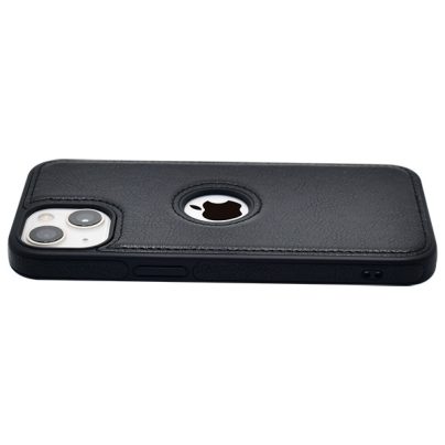 iPhone 15 Plus leather case back cover black india product 6