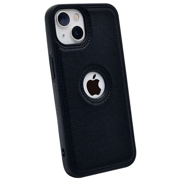 iPhone 15 black Leather Case With Logo Cut, Premium Stylish black Leather iPhone 15 Case, Best Protective black Leather iPhone 15 Case in India