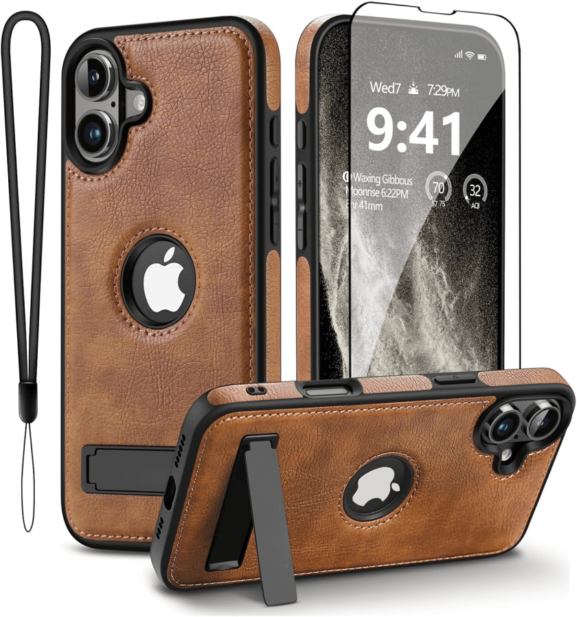 iphone 16 leather case back cover