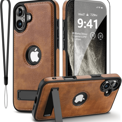 iphone 16 plus leather case back cover