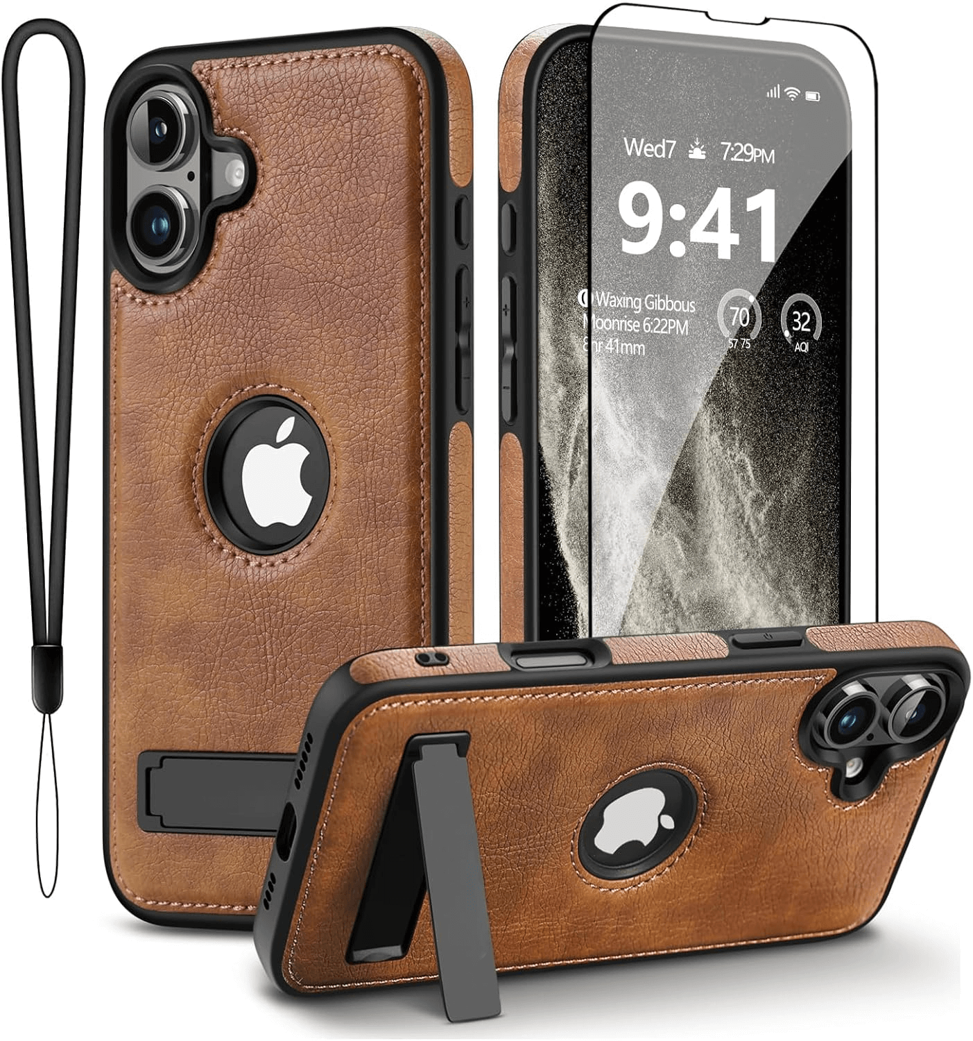 iphone 16 plus leather case back cover