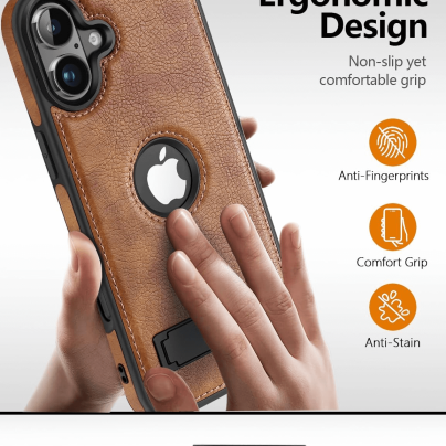 iphone 16 plus leather case brown